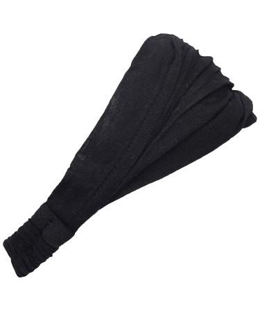 Gheri Cotton Elastic Hippie Bohemian Bandana Headband Black