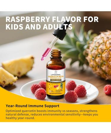 Liposomal Quercetin with Bromelain Liquid Drops - Higher Absorption Than Capsules & Pills Quercetin Supplements 700mg w. Bromelain Elderberry Zinc Vitamin C for Immune Heart Antioxidant Support 2 Fl Oz - Buy Online on GoSupps.com