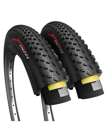 Fincci Pair 26 x 2.10 Tire 54-559 ETRTO Foldable 60 TPI XC Cross Country Tires with Nylon Protection for Mountain MTB Hybrid Bike Bicycle - Pack of 2 26x2.10 Inch Tire Black