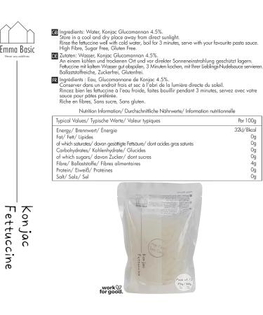 Emma Basic Konjac Fettuccine 12x200g - Sugar Free, Fat Free, Gluten Free, Vegan | Zero Carbs, Healthy Pasta - Buy Online on GoSupps.com