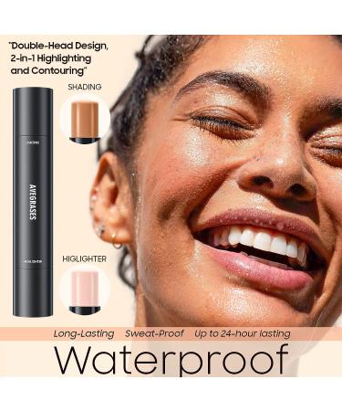 Double-End Cream Contour Highlighter Stick | Long-Lasting & Waterproof Bronzer | Professional Face & Body Makeup Stick (01 Ivory+Dark Brown) - Buy Online on GoSupps.com