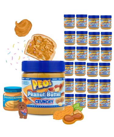 PEO's 24 x 340g Crispy Peanut Butter | Natural Peanut Butter from Roasted Peanut Kernels | Delicious Peanut Compote with Full and Creamy Taste | Pack of 24