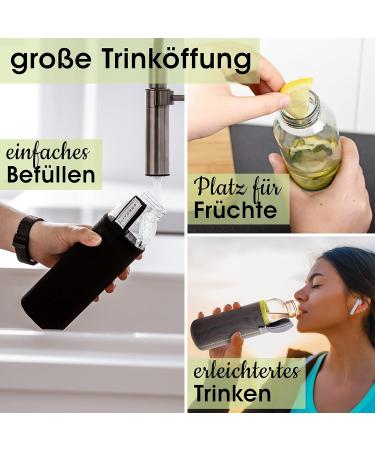 LIVONDO 0.5L Glass Drinking Bottle with Stainless Steel Cap & Neoprene Cover - Dishwasher Safe | Love - Piruette - Buy Online on GoSupps.com