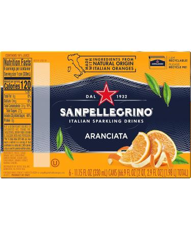 Sanpellegrino Aranciata Sparkling Orange Drink - 6 Pack, 11.15 Fl Oz Cans - Buy Online on GoSupps.com