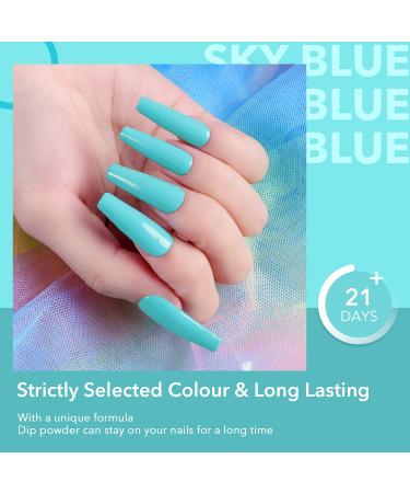 Dipping Powder Nails Set - Aokitec Sky Blue 28g | DIY & Salon French Nail Art | Top Quality Dipping Nail Powder - Buy Online on GoSupps.com