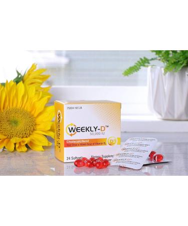 Weekly-D Vitamin D3 50,000 IU | 24 Softgels Cholecalciferol Supplements - Buy Online on GoSupps.com