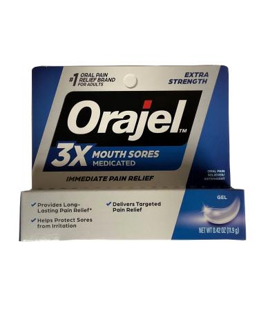 Orajel Oral Pain Reliever Gel for Mouth Sores Maximum Strength - 0.42 oz, Pack of 2