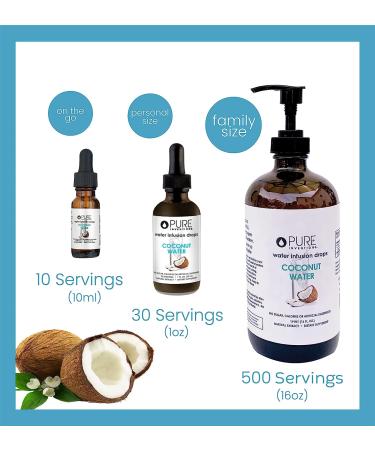 Pure Inventions Coconut Water Infusion Drops - No Sugar, Calories, or Artificial Sweeteners - 500 Servings - 16oz Family Size Bottle - Buy Online on GoSupps.com