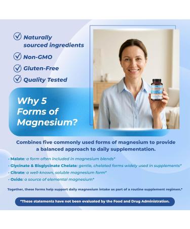 Magnesium 5-in-1 Complex - - X5 Absorption Muscle Support Restful Sleep (150-day Supply (Pack of 1)) - Buy Online on GoSupps.com