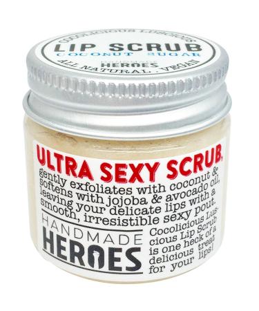 Handmade Heroes Natural, Vegan Conditioning Coconut Lip Scrub - Gentle Exfoliant, Sugar Lip Polish and Lip Exfoliator Scrubber for Chapped and Dry Lips, 1.23oz Coconut Sorbet