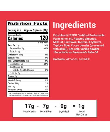 Dark Chocolate Sea Salt & Almond Keto Bark - 17.28 oz | Low Carb, Sugar Free, Gluten Free Healthy Snack - Buy Online on GoSupps.com