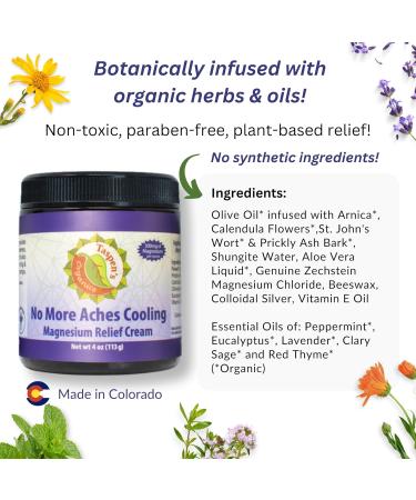 Magnesium No More Aches Cooling Cream - Fast-Acting Muscle & Joint Relief | Natural Non-Greasy Cruelty-Free | 4 oz - Buy Online on GoSupps.com