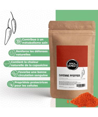 Spicy Welt Piment de Cayenne Moulu (500g) Poudre de Piment Cayenne | Pour Cuisine Mexicaine Asiatique Sauce & Marinade | Piquant Franc & Saveur Relev e | 100% Naturel Sans Additifs - Buy Online on GoSupps.com