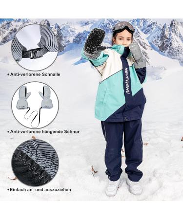 Thxtoms 2022 Kids Ski Gloves | Windproof Waterproof Fleece | Reflective & Warm | Perfect for Girls 4-13 | Black Stripes - Buy Online on GoSupps.com