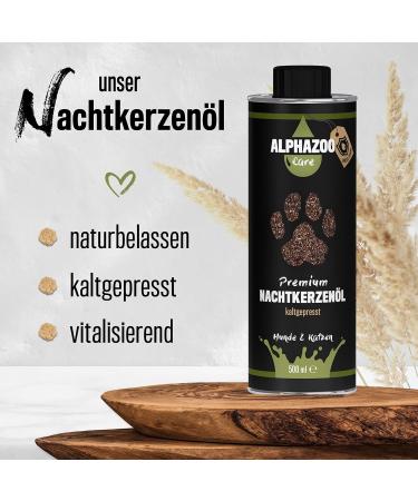 Alphazoo Premium Evening Primrose Oil for Dogs & Cats 500ml | Natural Omega-6 & Omega-9 Feed Oil for Shiny Fur | Cold Pressed Quality - Buy Online on GoSupps.com