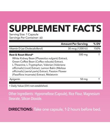 Night Time Fat Burner for Women - Apigenin 50mg Metabolism Booster & Appetite Suppressant - 2 Month Supply Weight Loss Pills - Sleep Support & Weight Loss Blend - 60 Count - Buy Online on GoSupps.com