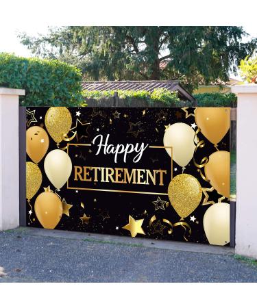 Extra Large Black and Gold Retirement Party Banner | 70.8 x 43.3 Inch Fabric Backdrop Decor with Rope | Perfect Retirement Party Decorations - Buy Online on GoSupps.com