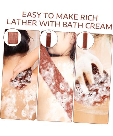 Outanaya 1 Set Bath Towel Back Washing Loofah Bath Back Brush Exfoliating Body Scrubber Sponge Nylon Brown - Buy Online on GoSupps.com