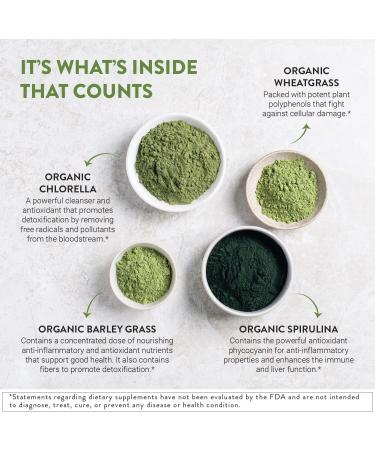 Melrose Essential Greens Superfood Powder - Organic Gut Health & Detox Blend with Wheatgrass, Barley, Chlorella & Spirulina - Gluten-free, Vegan, Non-GMO - ACO Certified - 1 Month Supply - Buy Online on GoSupps.com