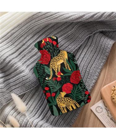 Leopard Rose Hot Water Bottle with Plush Cover - Cozy Bed Warmer for Adults & Kids | 26.5x15.3cm - International Shipping Available - Buy Online on GoSupps.com