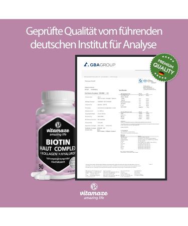 Skin Complex with Biotin Collagen & Hyaluron - 90 Capsules | Dietary Supplement for Skin Hair & Bones | Made in Germany - Buy Online on GoSupps.com