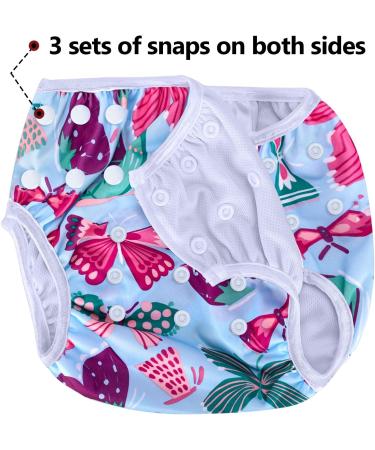 Luxja Reusable Baby Swimming Diaper - Adjustable & Washable (0-3 Years) - 2 Pack Butterfly & Flamingo Design - Buy Online on GoSupps.com