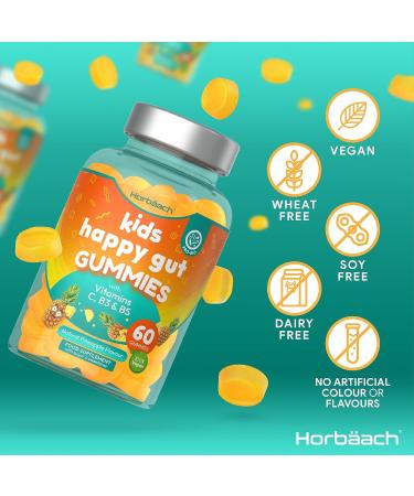 Kids Probiotic Gummies | 60 Natural Pineapple Flavoured Gummies | Gut Health Supplement with Vitamin C, B3 & B5 | Vegan by Horbaach - Buy Online on GoSupps.com