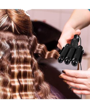 3 Barrel Curling Iron 25mm Hair Curler Hair Waver Wand Adjustable Temperature with 2 Temperature Control for Long or Short Hair Styling Curling Iron Large Wave Ceramic Wide Hair Crimpers Black - Buy Online on GoSupps.com