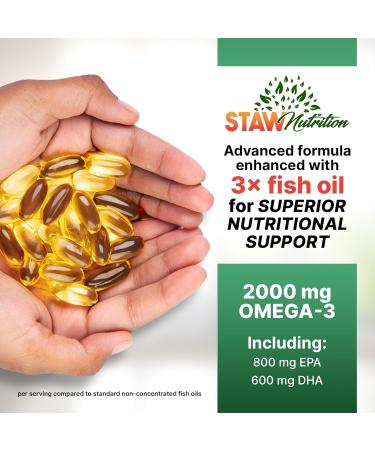 STAW Nutrition Next Level Omega 3 Fish Oil 2000mg High Potency Formula 60 Softgels - Buy Online on GoSupps.com