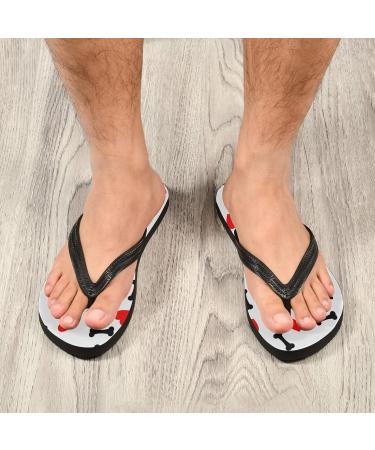 Mnsruu Dog Paw Print Red Heart Flip Flops - Comfortable XXL Sandals for Men & Women | Perfect for Hotel Spa & Travel - Buy Online on GoSupps.com