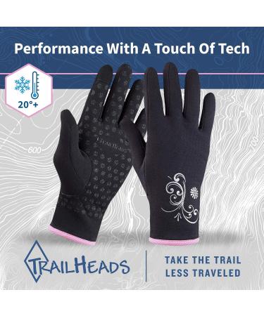 TrailHeads Power Stretch Women's Running Gloves - Black/Pink | Thermal & Stylish for Cold Weather Runs - Buy Online on GoSupps.com
