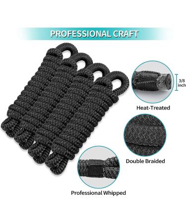 Sailortenx 3/8 x 6FT Boat Fender Lines 4 Pack - Double Braided Nylon Fender Rope with Eyelet Mooring, Black (4PK) - Buy Online on GoSupps.com