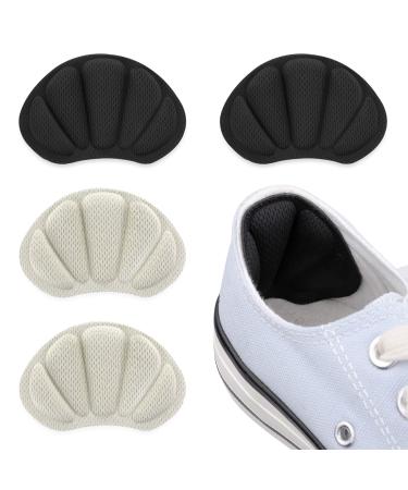 Sibba 2 pairs of heel pillows liner inserts anti-slip shoes pads self-adhesive shoes heel blister protectors heel handles for shoes too big (black/nude)