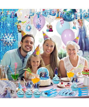 Frozen Birthday Party Supplies- 143 PCS Happy Birthday Banner, Cake Topper, Balloon & More | Complete Frozen Birthday Pack for Kids - Buy Online on GoSupps.com