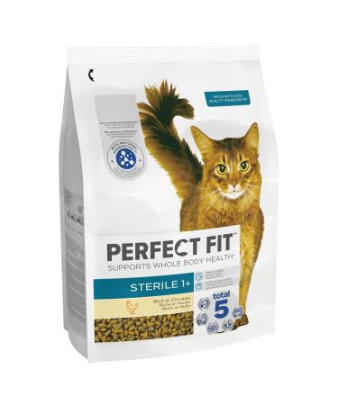 Perfect Fit Sterile Adult 1+ Complete Dry Cat Food for Adult Cats Aged 1+ Years Rich in Chicken 3 Bags (2.8 kg) Adult Sterile Chicken 2.8 kg (Pack of 3)