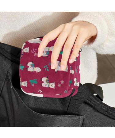 Alpaca Cactus Pattern Sanitary Napkin Storage Bag for Girls - Cute and Portable First Period Holder for Women - Large Capacity Multicoloured Travel Makeup Bag - Buy Online on GoSupps.com