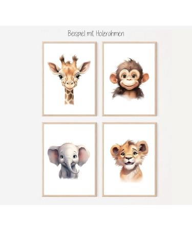 Happy Africa Safari Animals Poster A4 | Children's Room Decoration | Animal Murals for Baby Rooms | Wall Art for Young Girls - Buy Online on GoSupps.com
