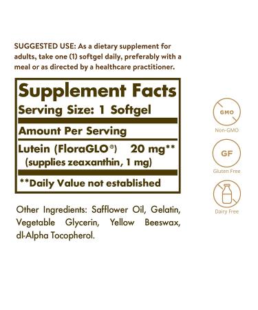Solgar Lutein 20 mg - 60 Softgels | Eye Health & Antioxidant Support - Buy Online on GoSupps.com