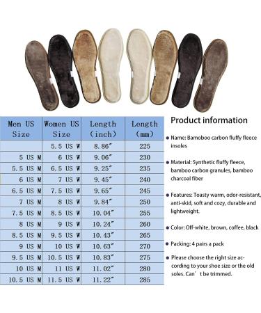 4 Pairs Thick Warm Shoe Inserts for Women - Fleece Shearing Faux Wool Insoles for Winter Boots & Slippers - Size 8 M US/Men's 7 M US - Buy Online on GoSupps.com