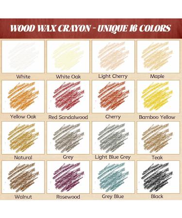 Wood Filler Sticks - 16 Color Wax Crayons for Furniture Repair Scratch & Scuff Fixes on Wood Floors Cabinets & More - Buy Online on GoSupps.com