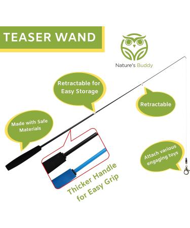 Interactive 11-Piece Buddy Wild Cat Toy Set with Teaser Wands and Feather Worms - Vibrant Colors - Exercise Toys for Cats and Kittens - Buy Online on GoSupps.com