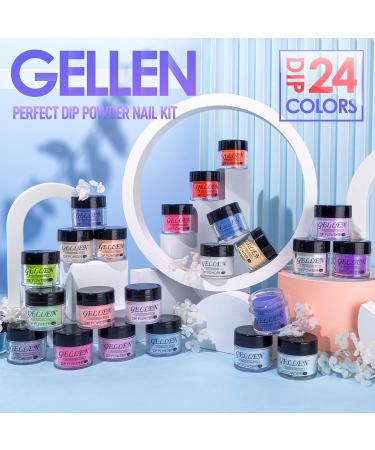 Gellen Dip Powder Nail Kit - 24 Colors Acrylic Dipping Powder Set | French Manicure DIY Kit for Women - Ocean Sunrise Collection - Buy Online on GoSupps.com