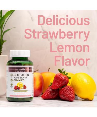 NatureWise Collagen Gummies - Hydrolyzed Collagen Gummies - Type 1 & 3 Peptides for Women + Biotin Vitamin C E & Zinc for Hair Skin and Nails Support - 60 Count 1-Month Supply Strawberry Lemon 60 Count (Pack of 1) - Buy Online on GoSupps.com