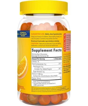 Nature Made Zero Sugar Vitamin C Gummies 250 mg Per Serving Immune & Antioxidant Support Aspartame Free 100 Sugar Free Vitamin C Gummies 50 Day Supply - Buy Online on GoSupps.com