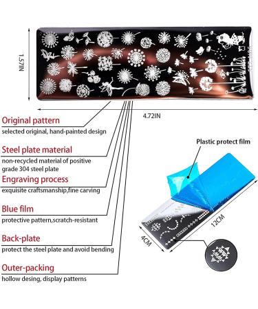Feather Nail Art Stamping Kit - 4 Templates, Stamper, Scraper, Dreamcatcher Plates for DIY Manicure - Style 1 - Buy Online on GoSupps.com