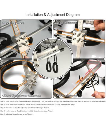 Dog Wheelchair for Back Legs Aluminium Disabled Dog Assisted Walk Car Dog Cat Cart Wheels for Hind Legs Rehabilitation Pet Carts (S) - Buy Online on GoSupps.com