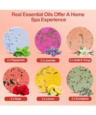 12-Pack Shower Steamers: Aromatherapy Shower Bombs with Essential Oils for Home Spa, Self Care, and Valentines Day Gifts - Buy Online on GoSupps.com