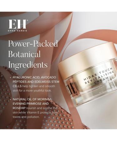 Emma Hardie 50ml Midas Touch Revitalising Face Cream with Hyaluronic Acid and Vit E Improves Firmness & Elasticity Increases Hydration & Tightens Suitable for Sensitive Skin Vegan & Cruelty Free - Buy Online on GoSupps.com