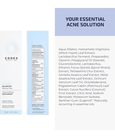 Codex Labs Shaant Refining Toner - Hydrating & Pore Minimizer for Acne-Prone Skin | 2% Gluconolactone | Cruelty-Free Vegan Skincare (100ml) - International Shipping Available - Buy Online on GoSupps.com