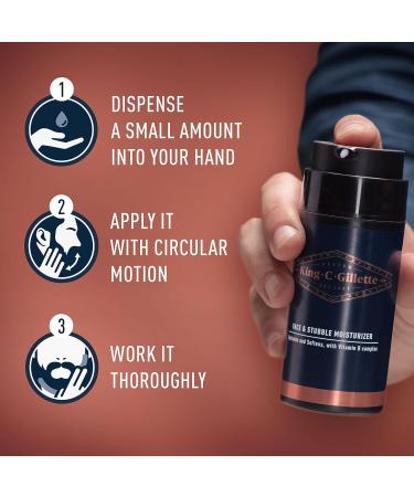 King C. Gillette Face & Stubble Moisturizer for Men 100mL - Vitamin B3 & B5 Complex - Buy Online on GoSupps.com